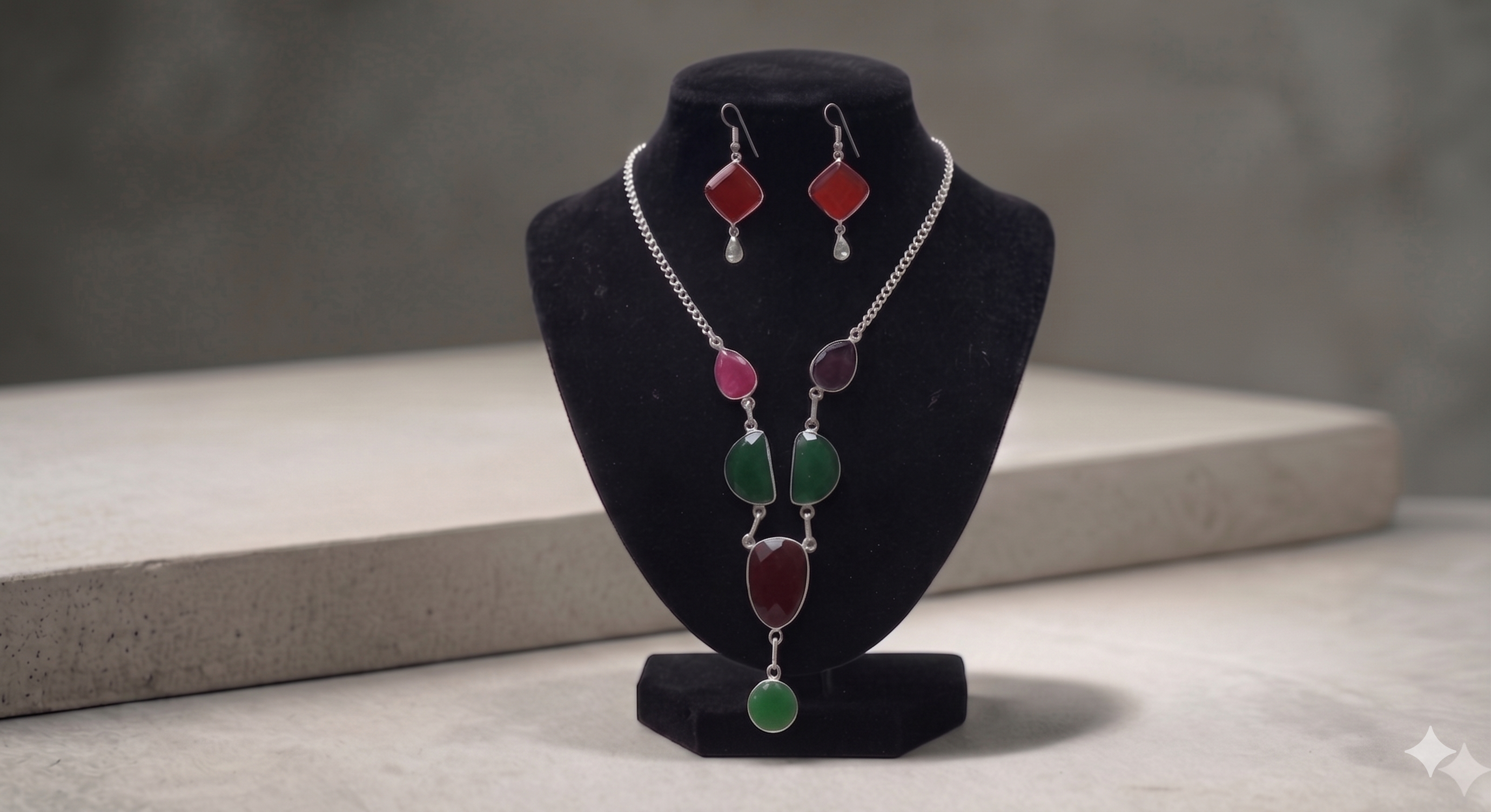 Multicolor Stone Necklace Set