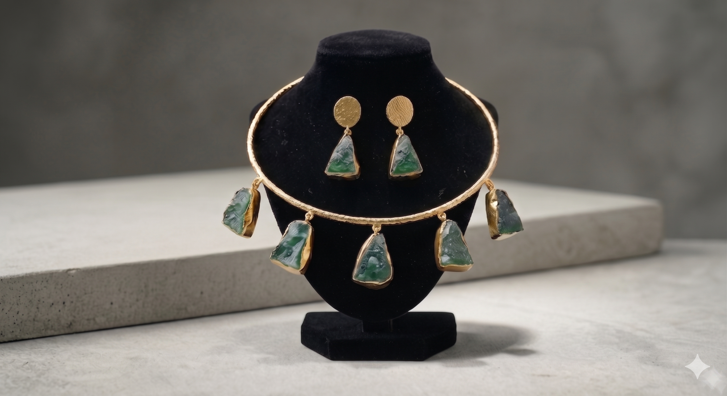 Raw Green Choker Necklace Set